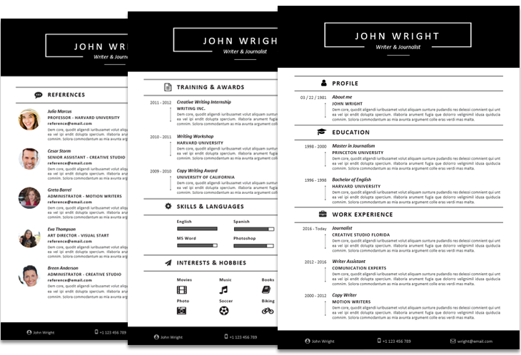 Wright resume template fullwidth featured